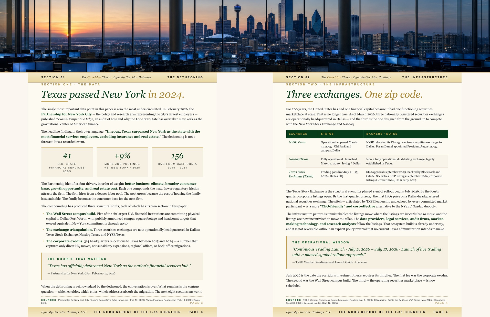 Spread 3 — §1 The Data · §2 The Infrastructure