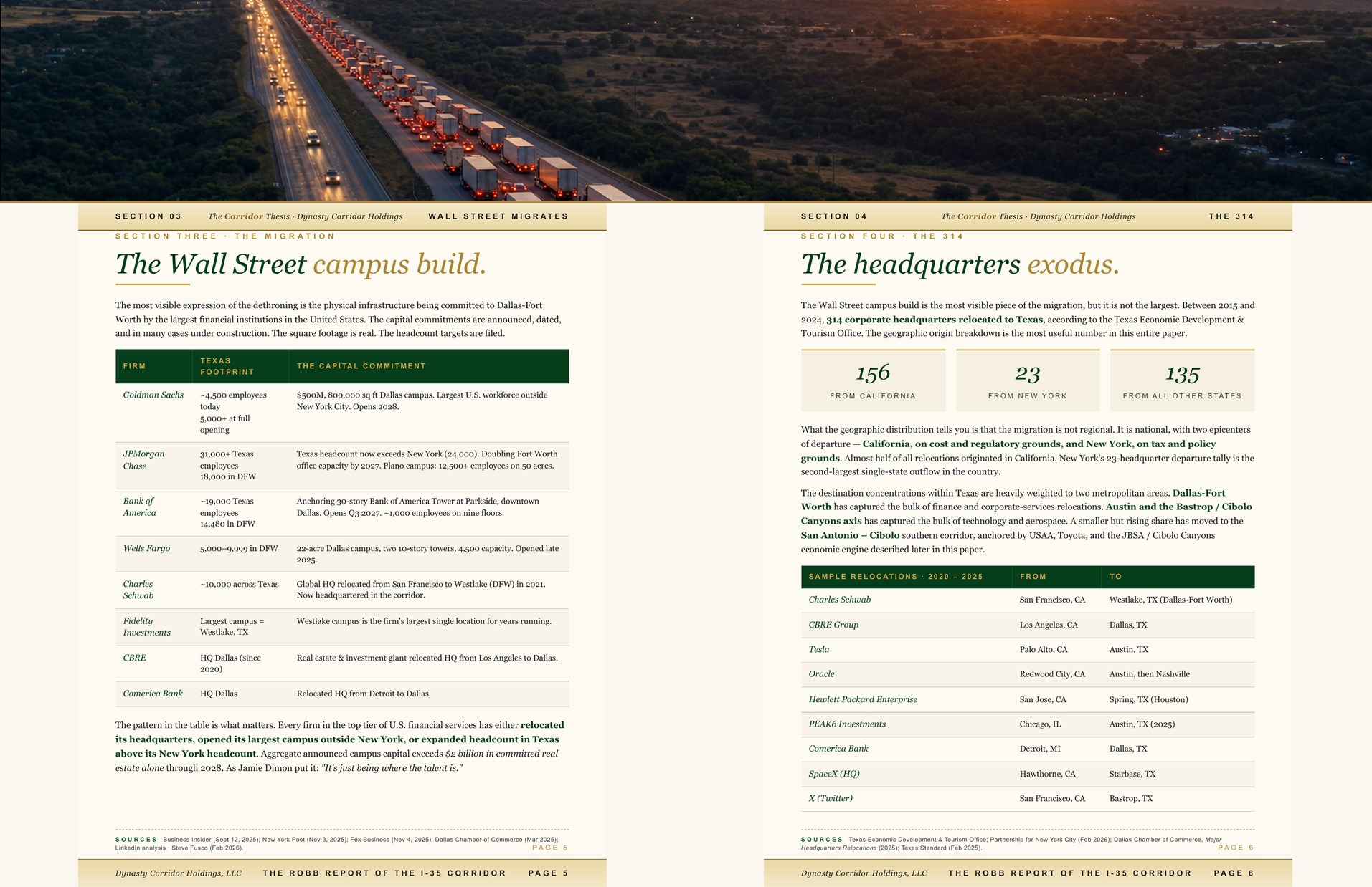 Spread 4 — §3 Wall Street Campus Build · §4 The 314